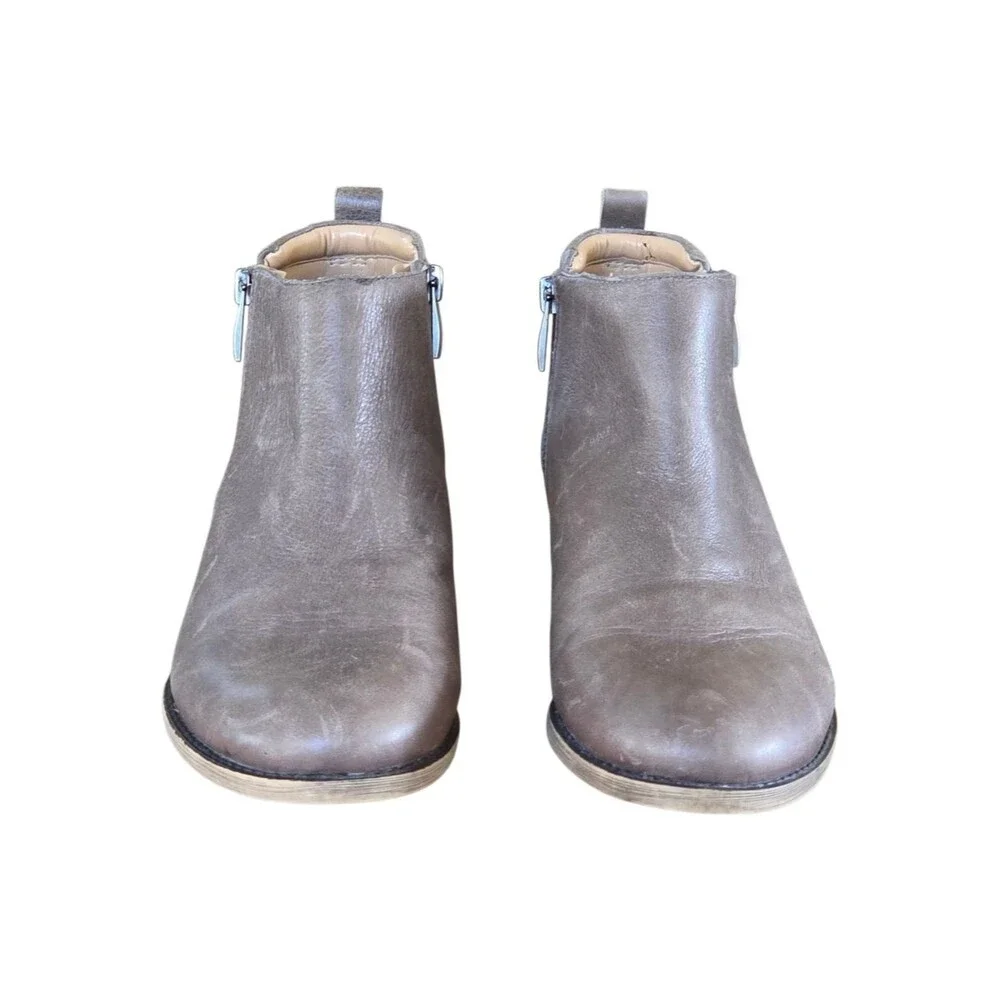 Franco Sarto Keegan Dual Zip Leather Ankle Booties size 8 Brown